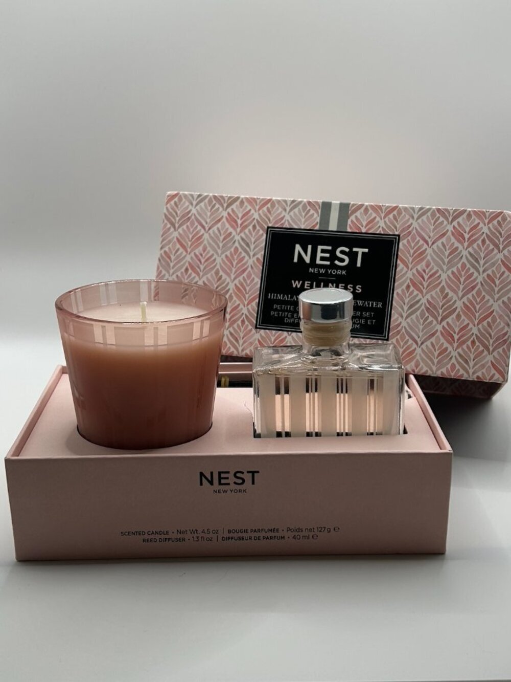NEST Himalayan Salt Rosewater Candle Diffuser Set Petite NEW (Box Damage)